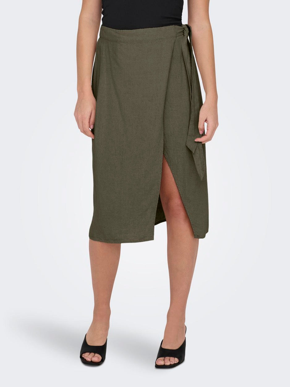 Jdysay Mw Midi Wrap Skirt Wvn Dia - Donkergroen