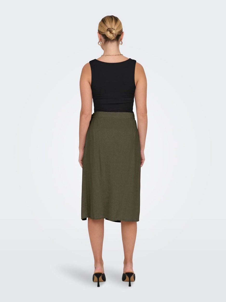 Jdysay Mw Midi Wrap Skirt Wvn Dia - Donkergroen