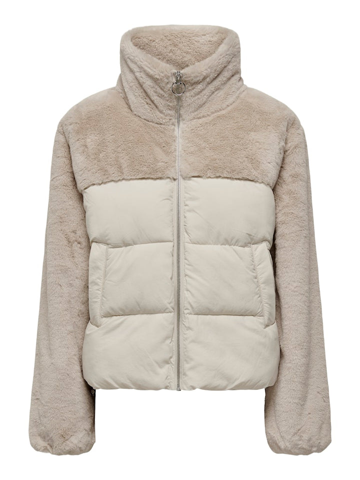 Onlwanja Fur Puffer Mix Jacket - Beige