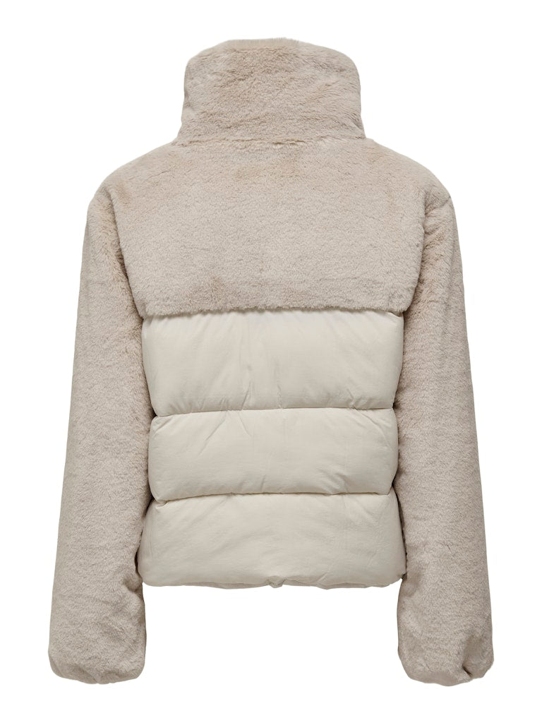Onlwanja Fur Puffer Mix Jacket - Beige