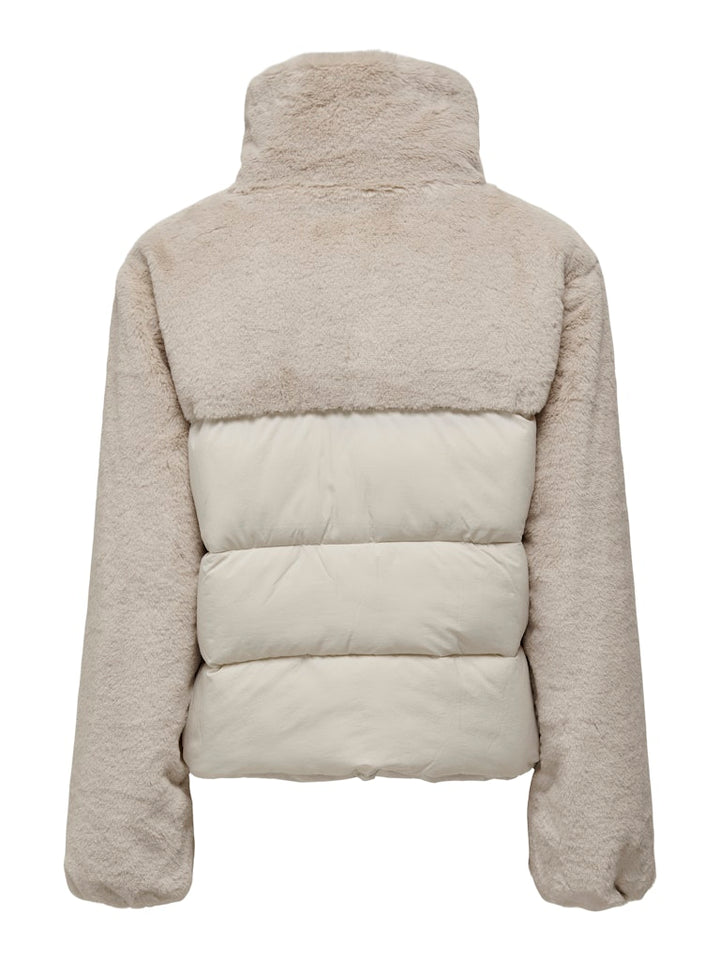 Onlwanja Fur Puffer Mix Jacket - Beige