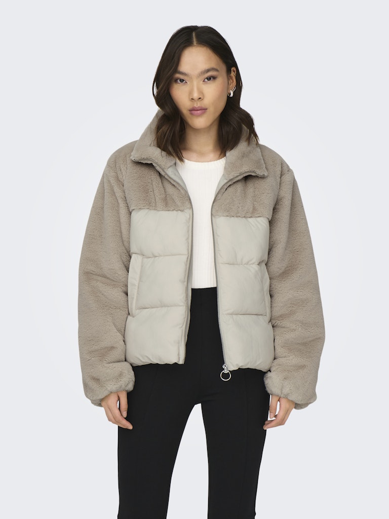 Onlwanja Fur Puffer Mix Jacket - Beige