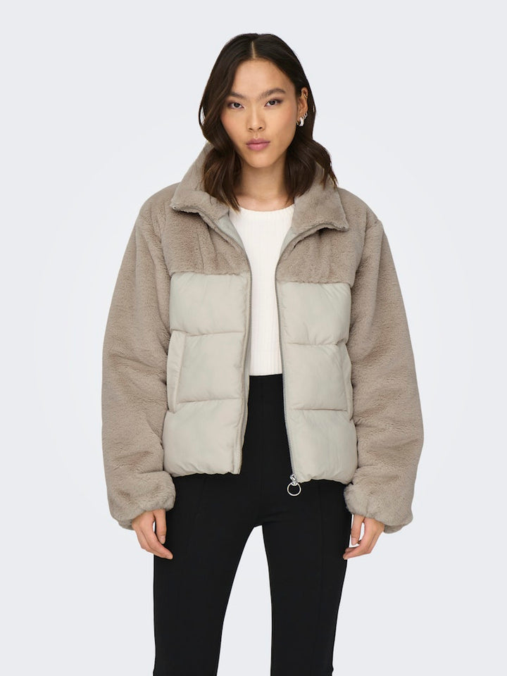 Onlwanja Fur Puffer Mix Jacket - Beige