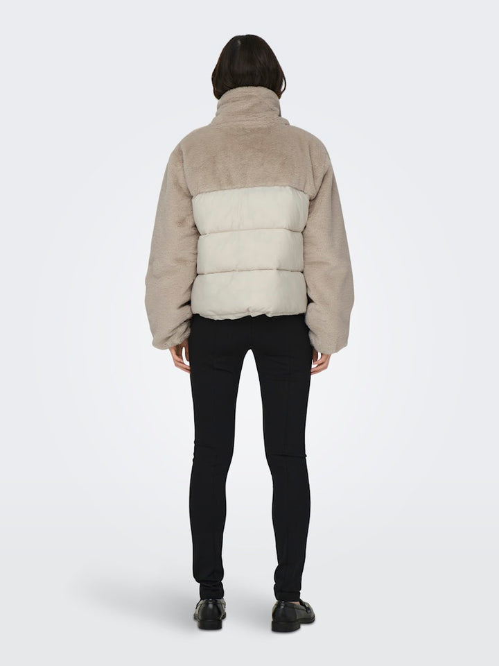 Onlwanja Fur Puffer Mix Jacket - Beige