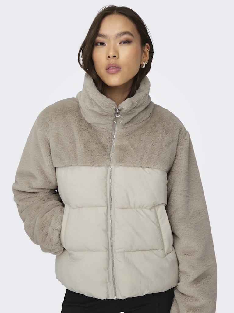 Onlwanja Fur Puffer Mix Jacket - Beige