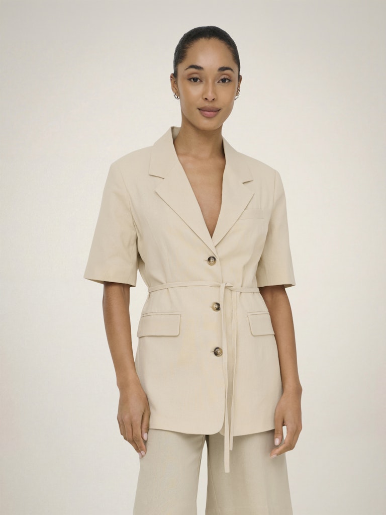 Jdynaomi Linen S/s Belt Blazer Tlr - Zand
