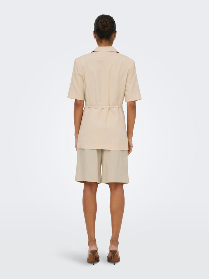 Jdynaomi Linen S/s Belt Blazer Tlr - Zand