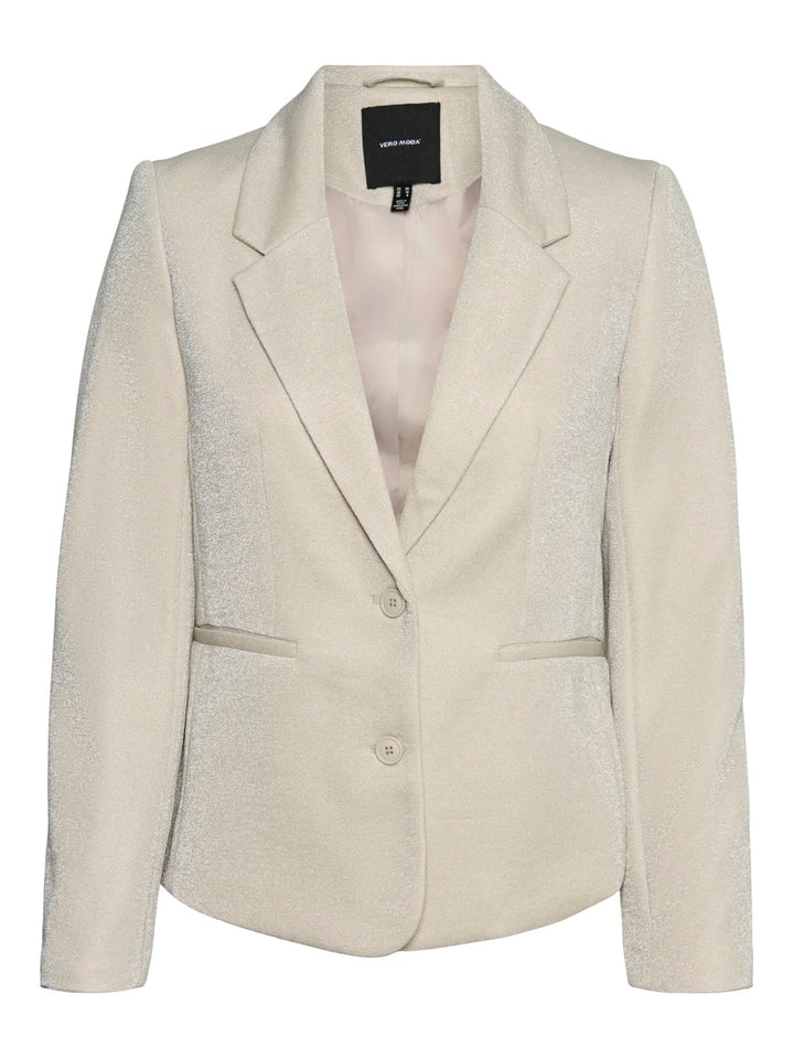 Vmshali Ls Fitted Shiny Blazer - Beige