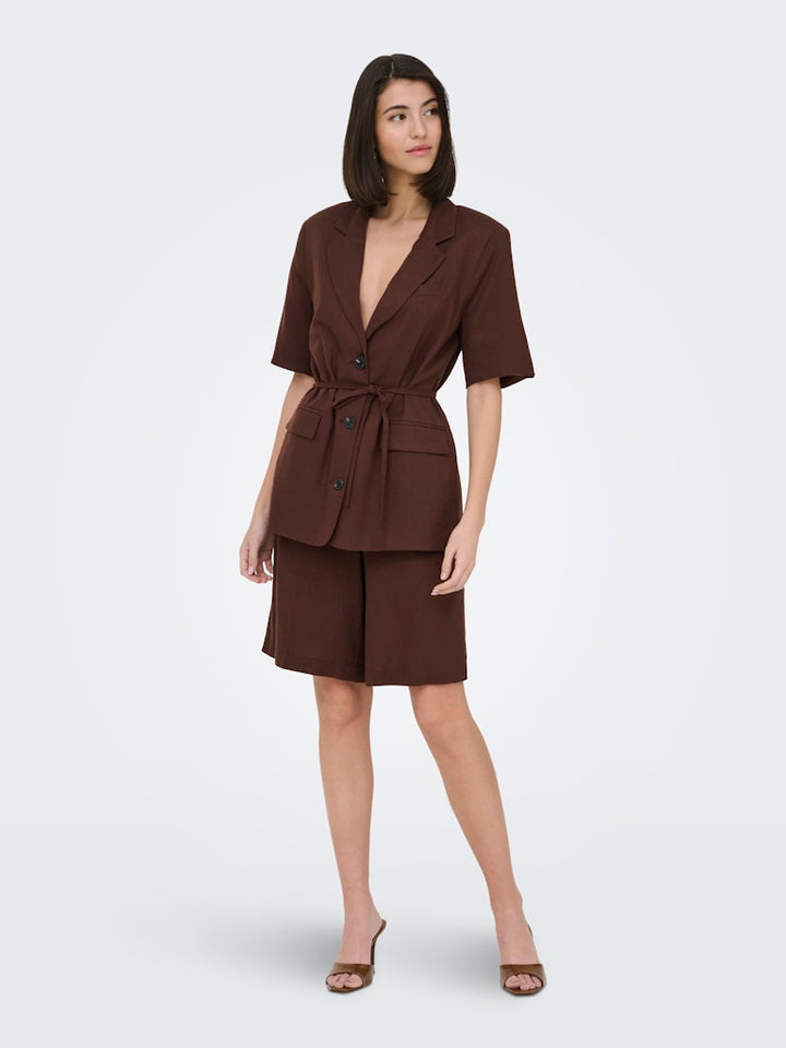 Jdynaomi Linen S/s Belt Blazer Tlr - Bruin