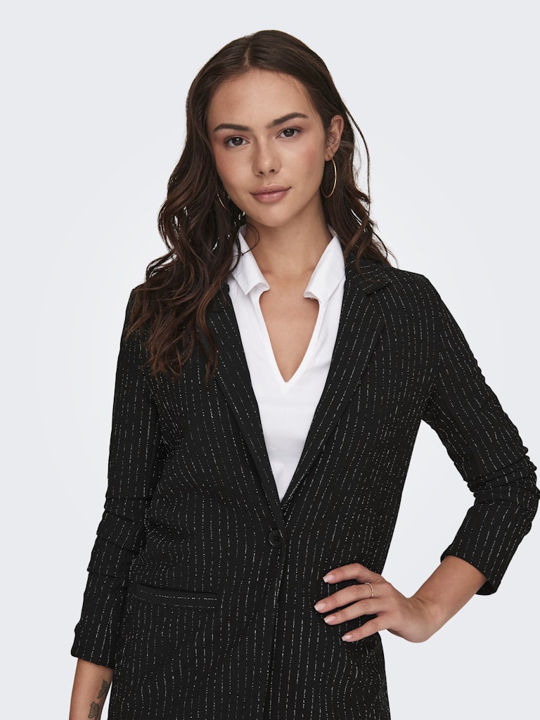 Jdymary L/s Lurex Blazer Jrs - Zwart Dessin
