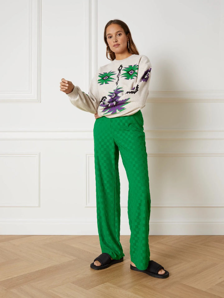 Ladies Knitted Wide Pants - Groen