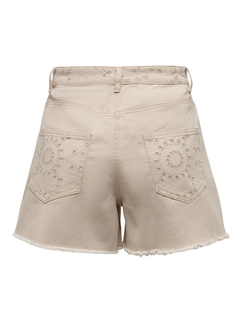 Onlelena Hw Emb Shorts Otw - Zand