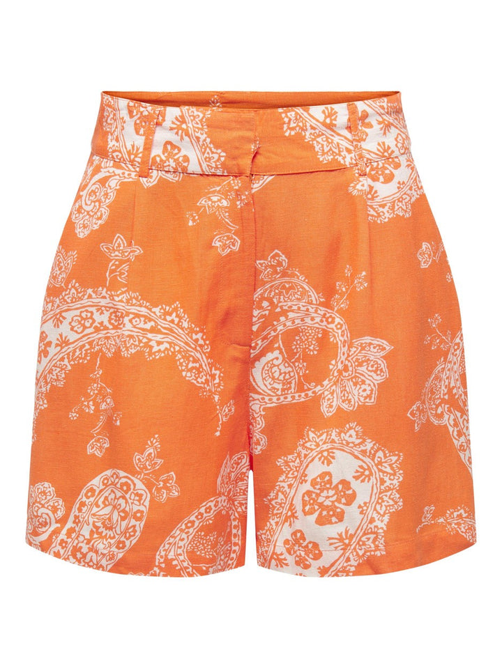 Onlbella Linen Hw Tailored Shorts P - Oranje Dessin