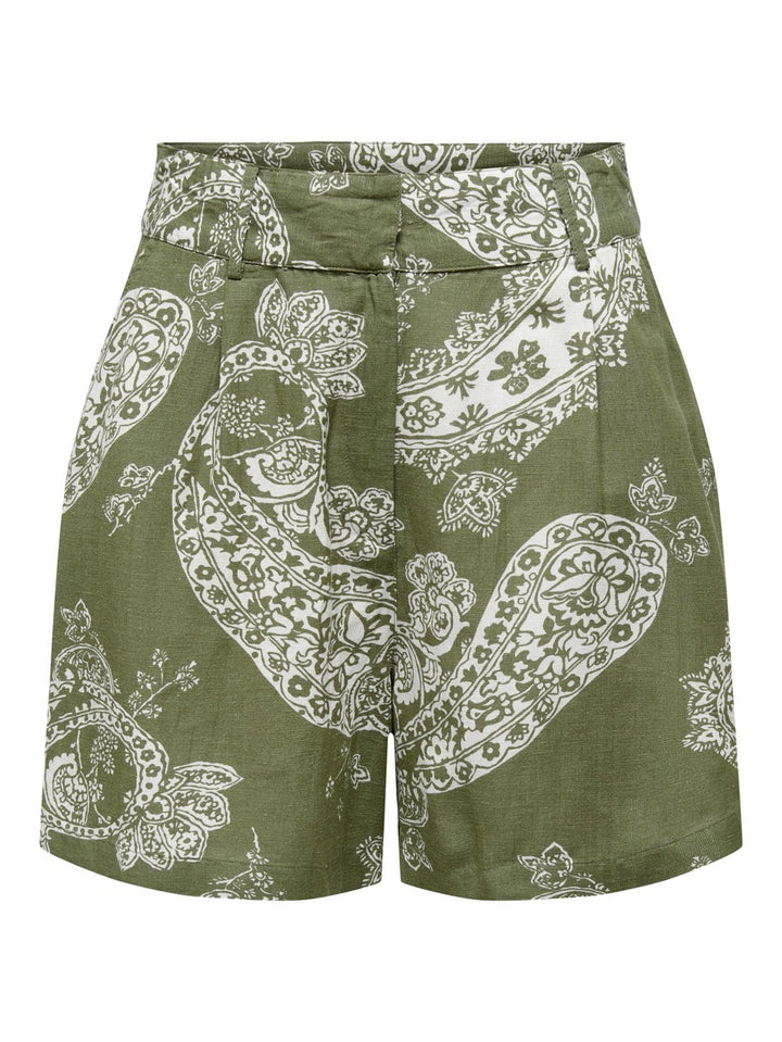 Onlbella Linen Hw Tailored Shorts P - Groen Dessin