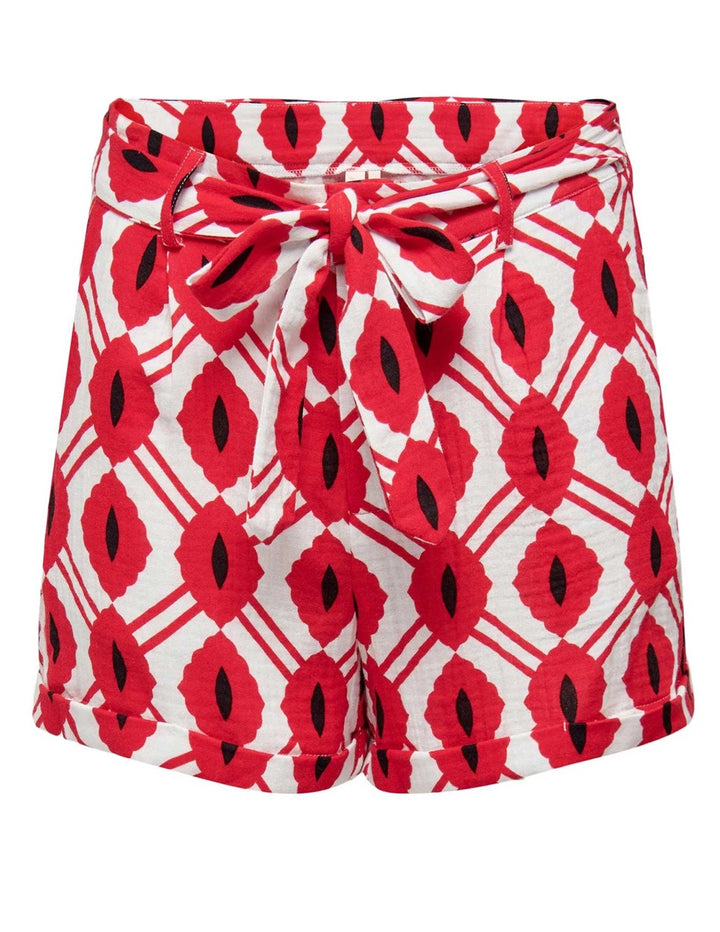 Onlthyra Aop Paperbag Shorts Wvn Cs - Rood Dessin