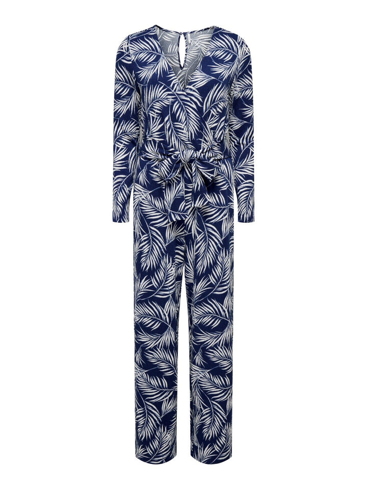 Onlpauline S/s Wrap Jumpsuit Cs Jrs - Blauw Dessin