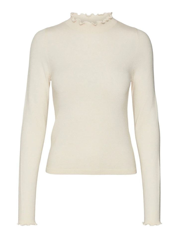 Vmgold Plain Ls Highneck Pullover B - Ecru