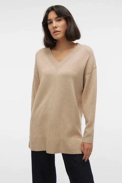 Vmgold Link Ls Long V-neck Pullover - Zand