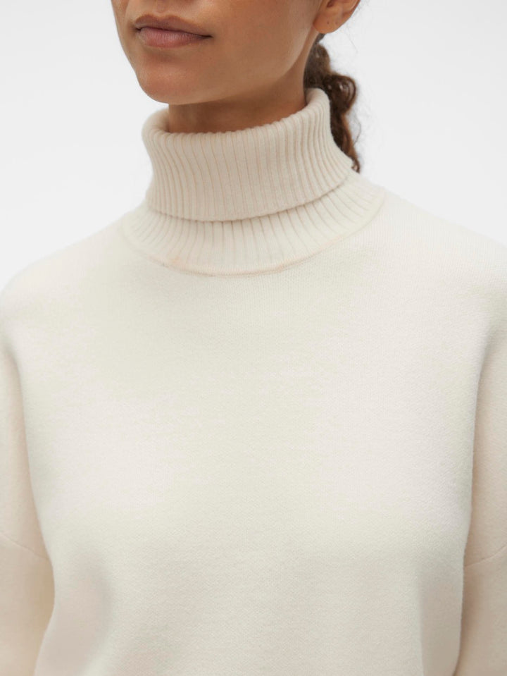 Vmgoldneedle Wide Ls Long Rollneck - Beige