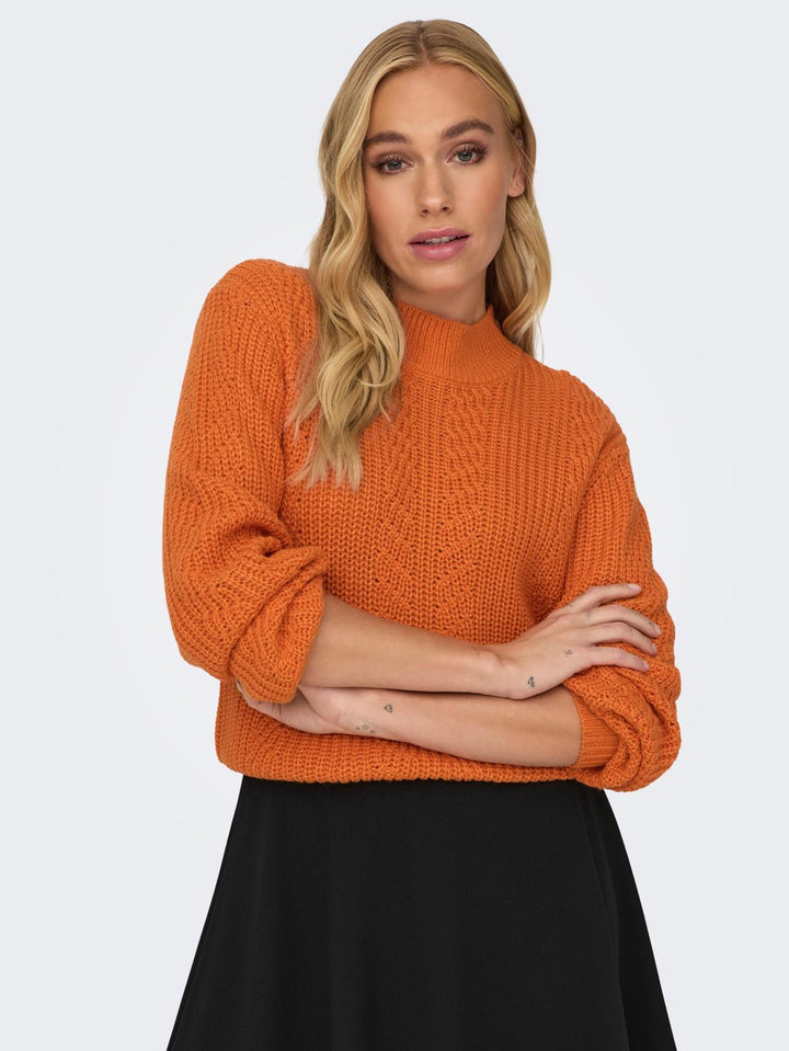 Jdyjusty L/s High Neck Cabel Pull K - Oranje