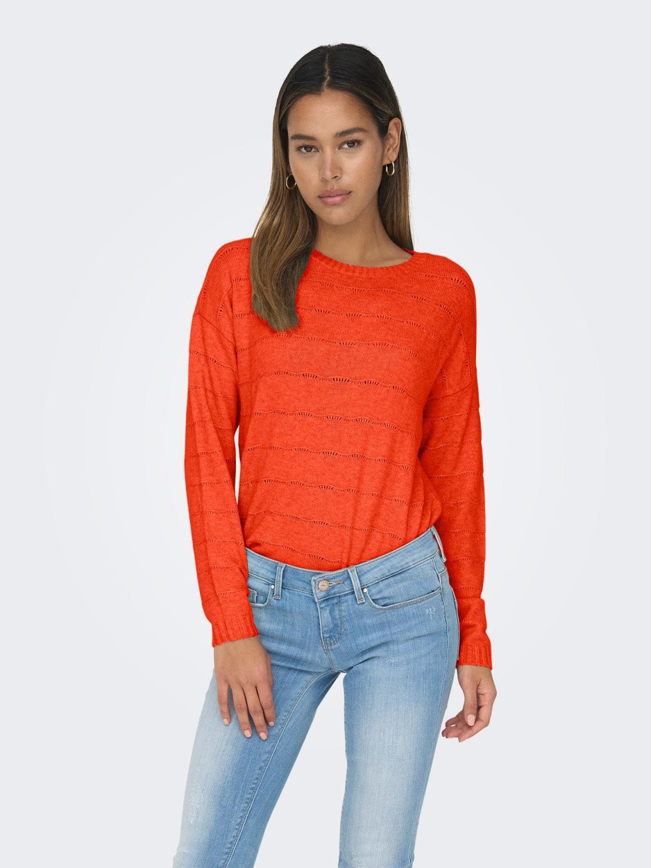 Onlkatia Ls Struct O-neck Cc Knt - Oranje