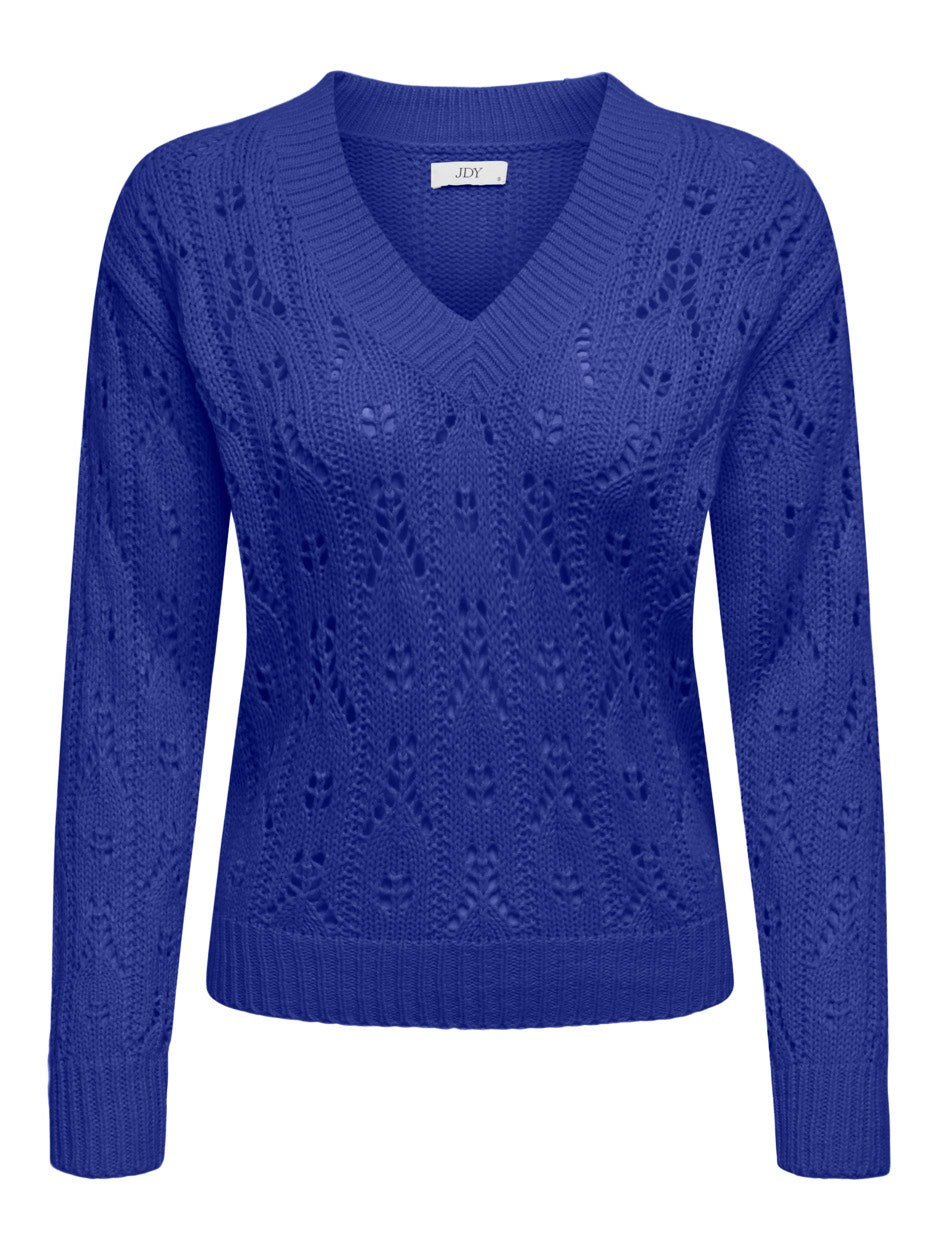 Jdyjudith L/s V-neck Pullover Knt - Blauw