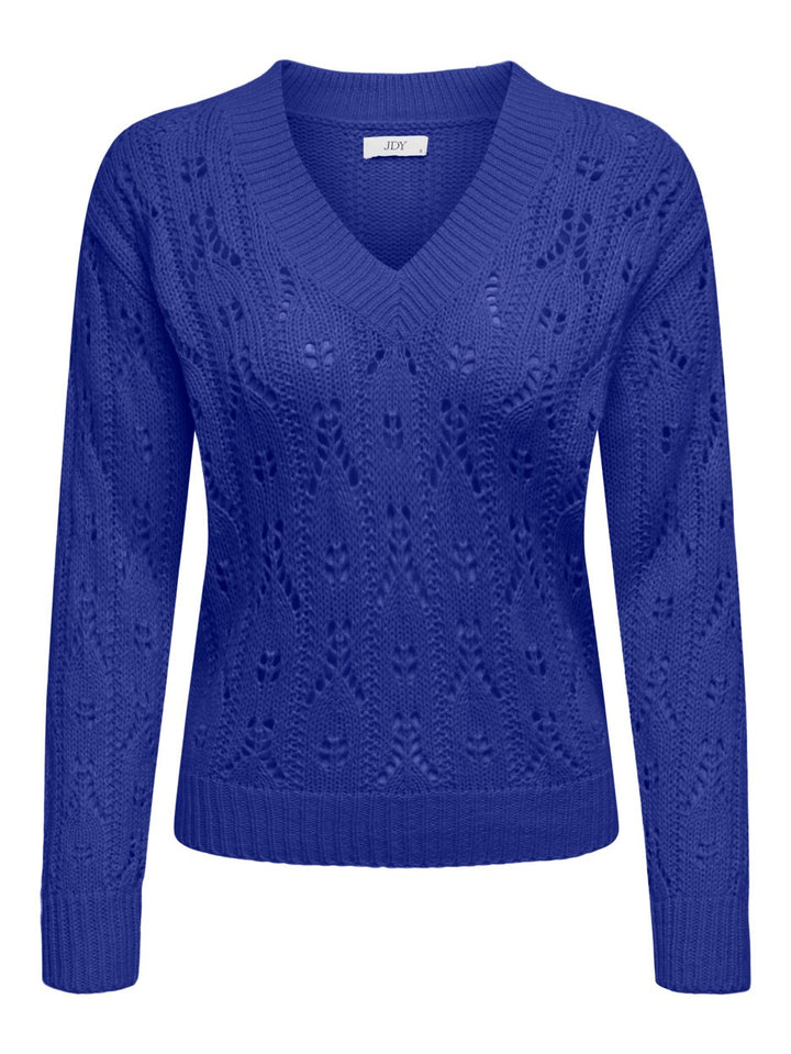 Jdyjudith L/s V-neck Pullover Knt - Blauw