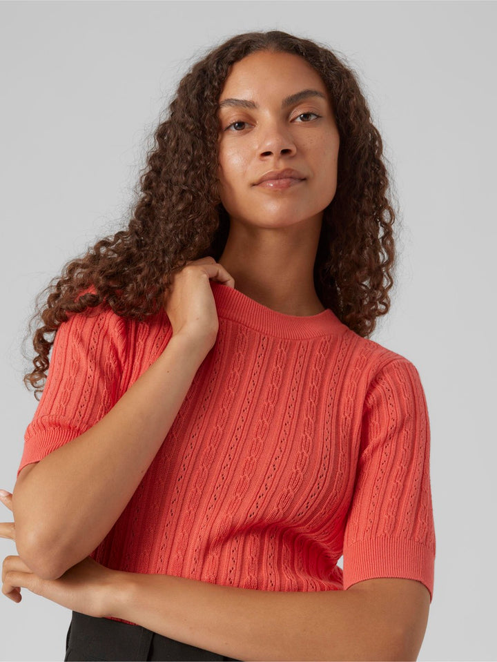 Vmmorena 2/4 O-neck Pullover Ga Boo - Rood