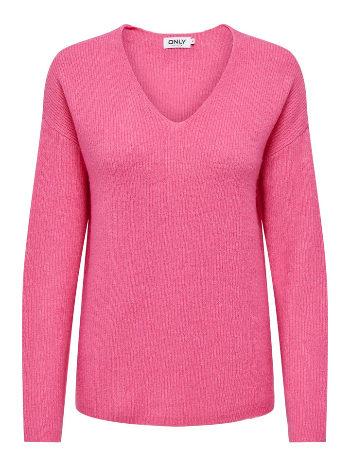 Onlcamilla V-neck L/s Pullover Knt - Pink