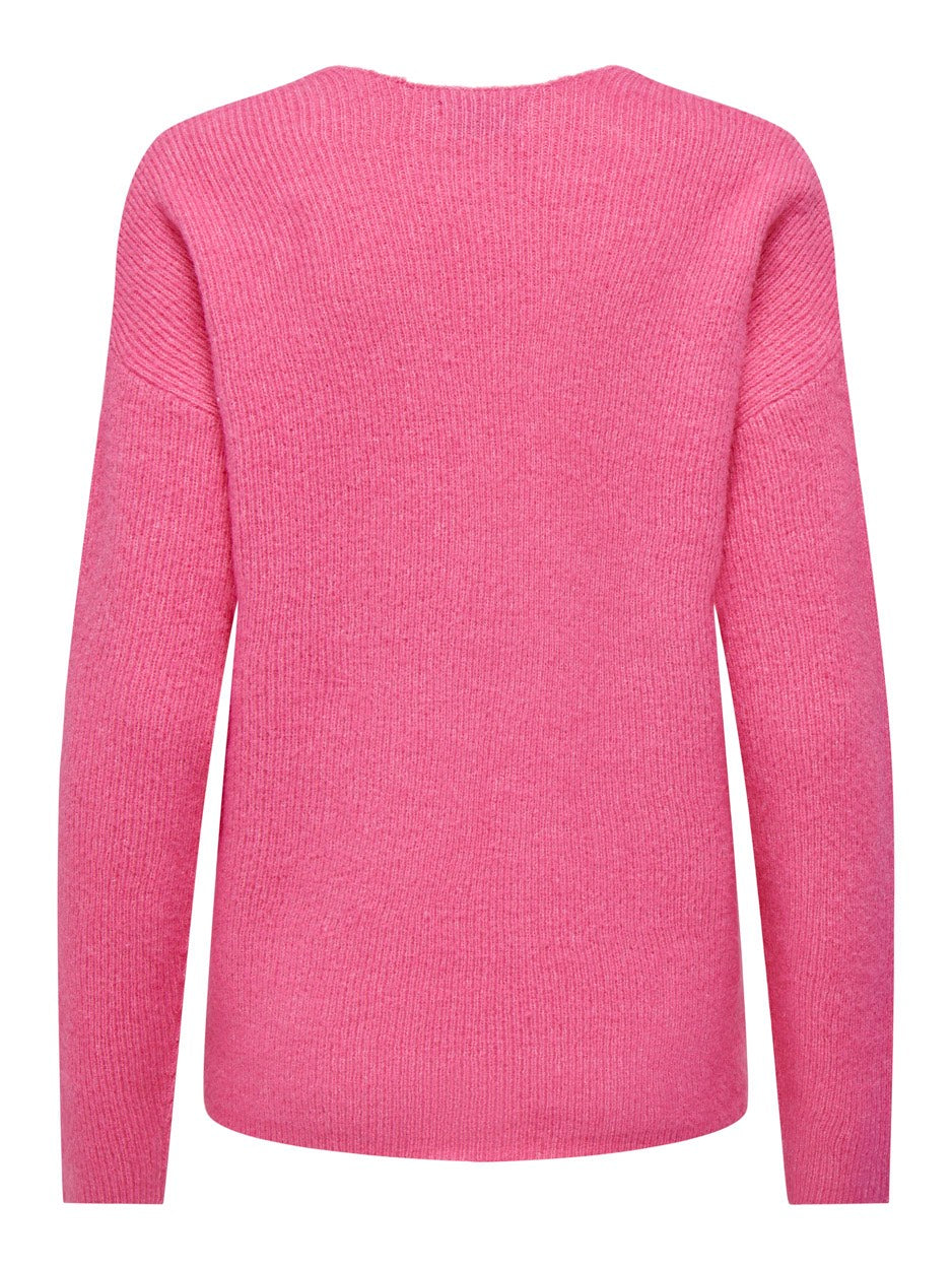 Onlcamilla V-neck L/s Pullover Knt - Pink