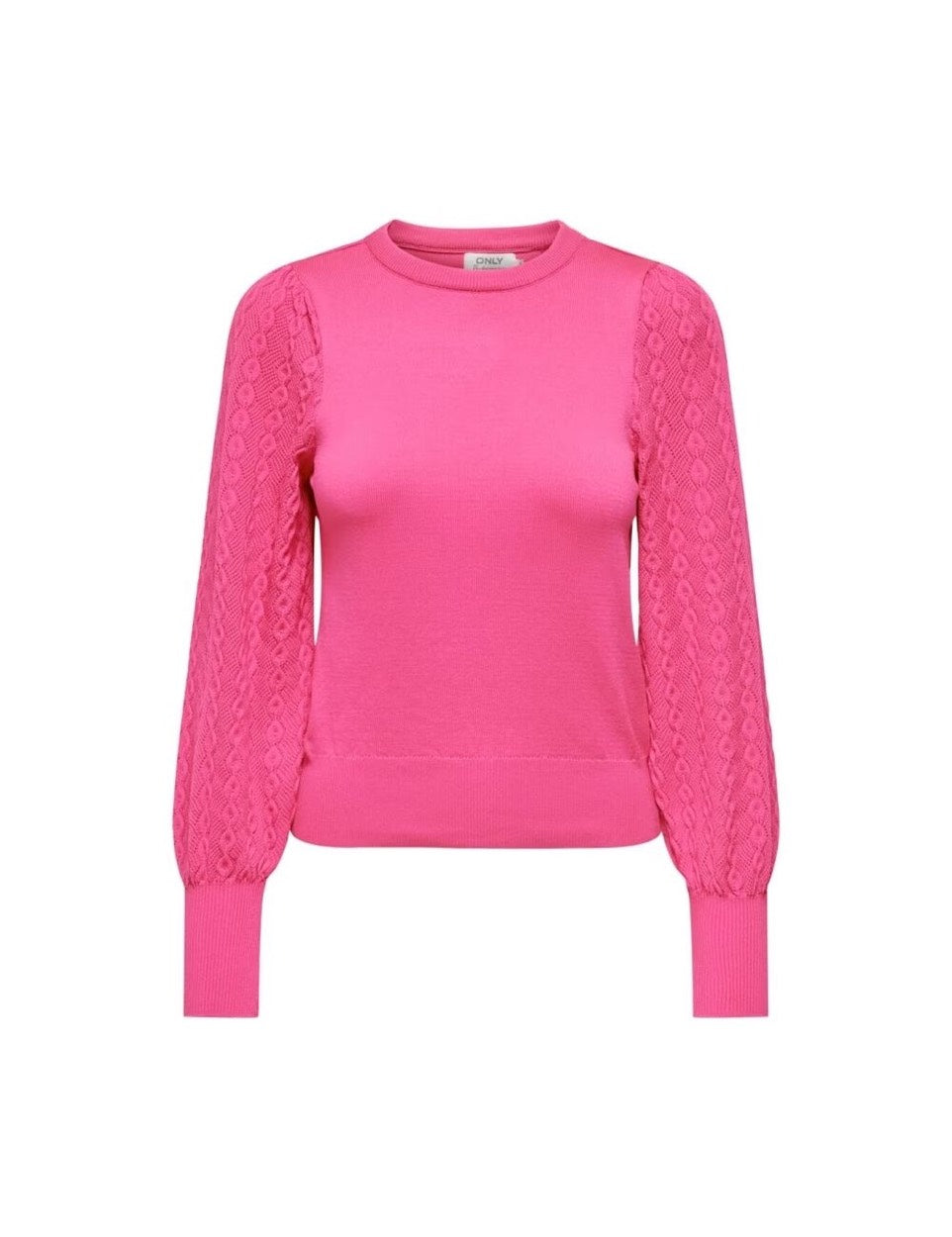 Onlsylvia Ls Structure O-neck Knt - Neon Roze