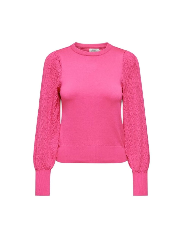 Onlsylvia Ls Structure O-neck Knt - Neon Roze