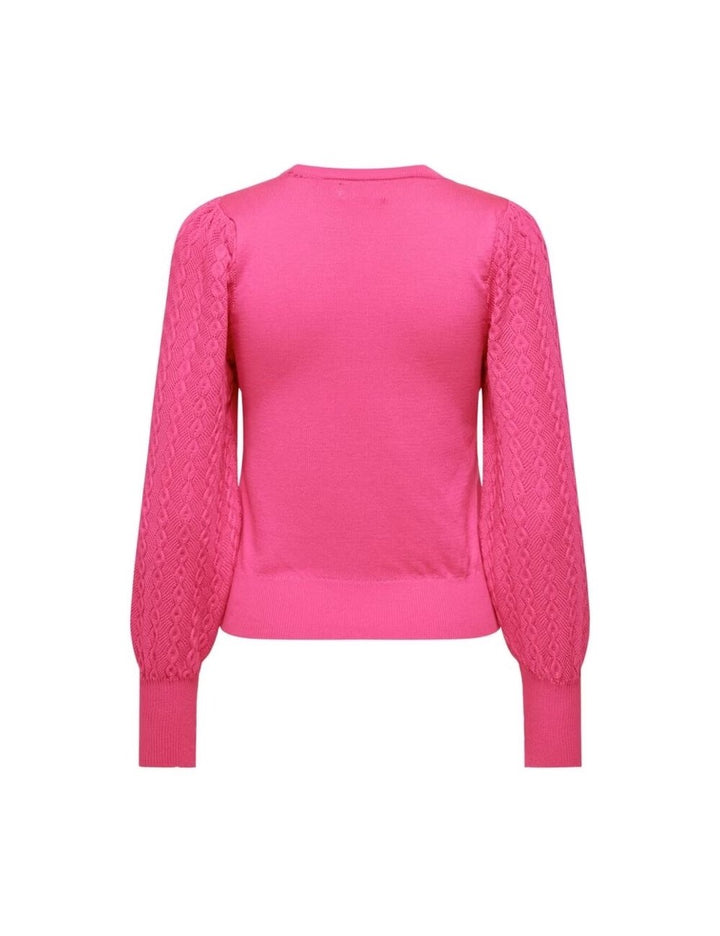 Onlsylvia Ls Structure O-neck Knt - Neon Roze