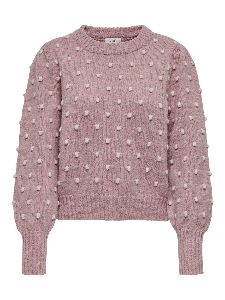 Jdysigrid Life L/s Oneck Puffdot Pu - Roze Dessin