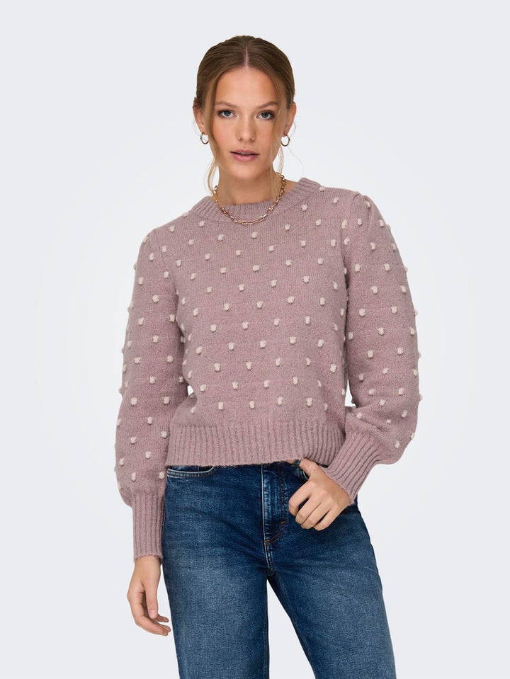 Jdysigrid Life L/s Oneck Puffdot Pu - Roze Dessin