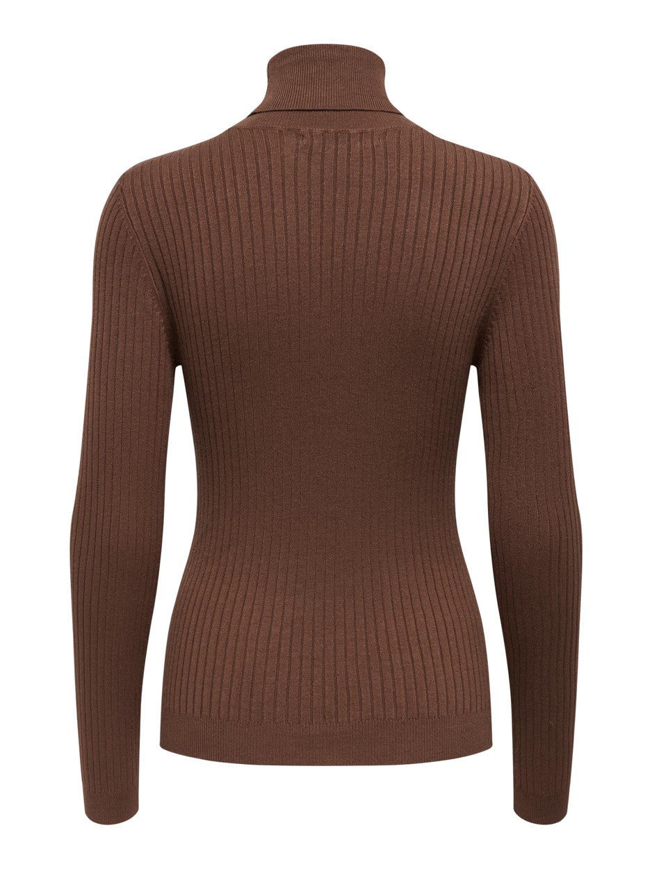 Onlkarol L/s Rollneck Pullover Knt - Bruin