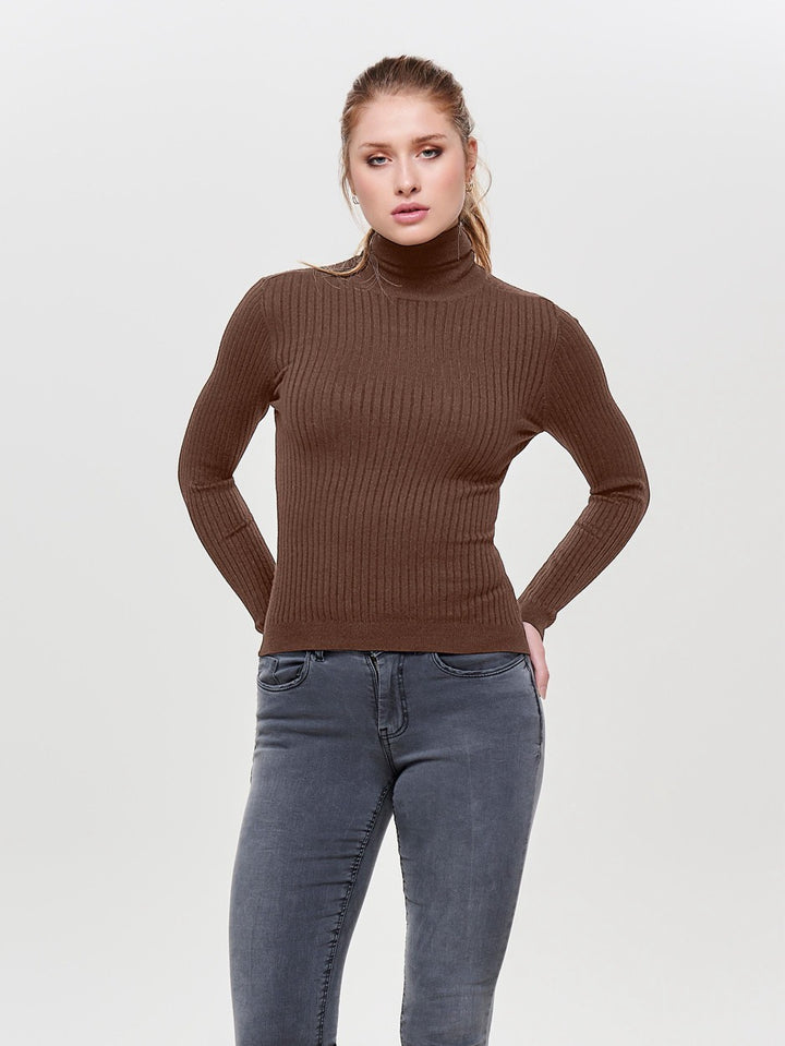 Onlkarol L/s Rollneck Pullover Knt - Bruin