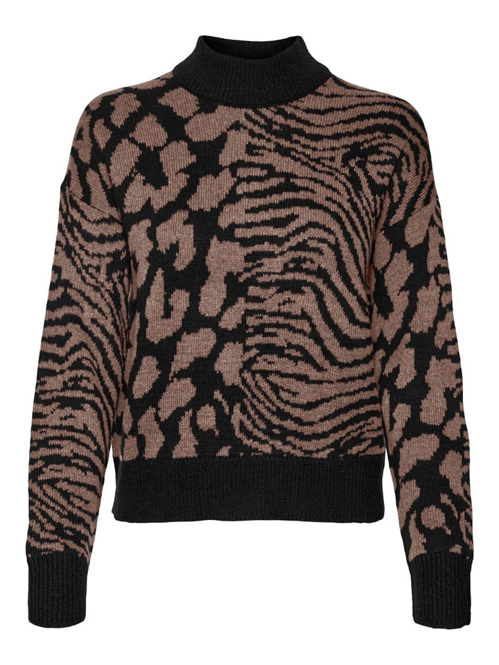 Vmvera Animal Ls Highneck Pullover - Bruin Dessin