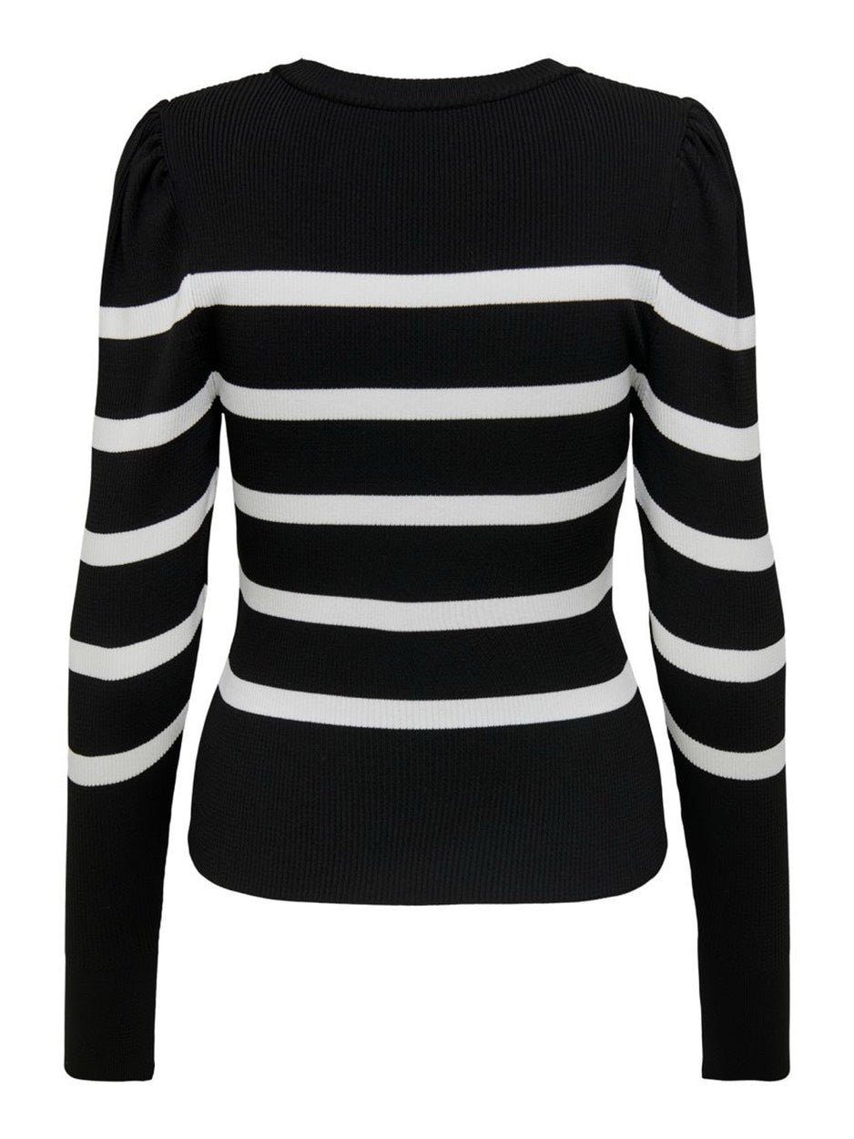 Onlysally L-s Puff Pullover Knt Noos - Zwart Dessin