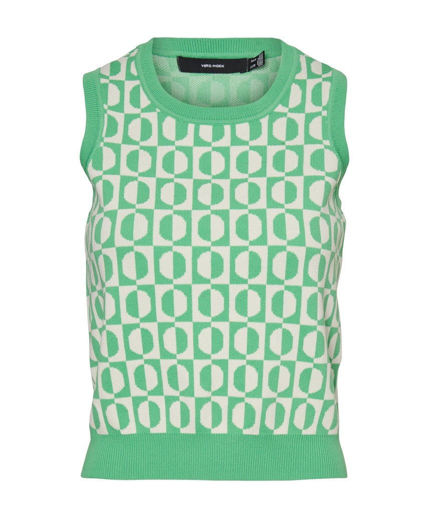 Vmsara Sl O-neck Crop Top - Groen Dessin