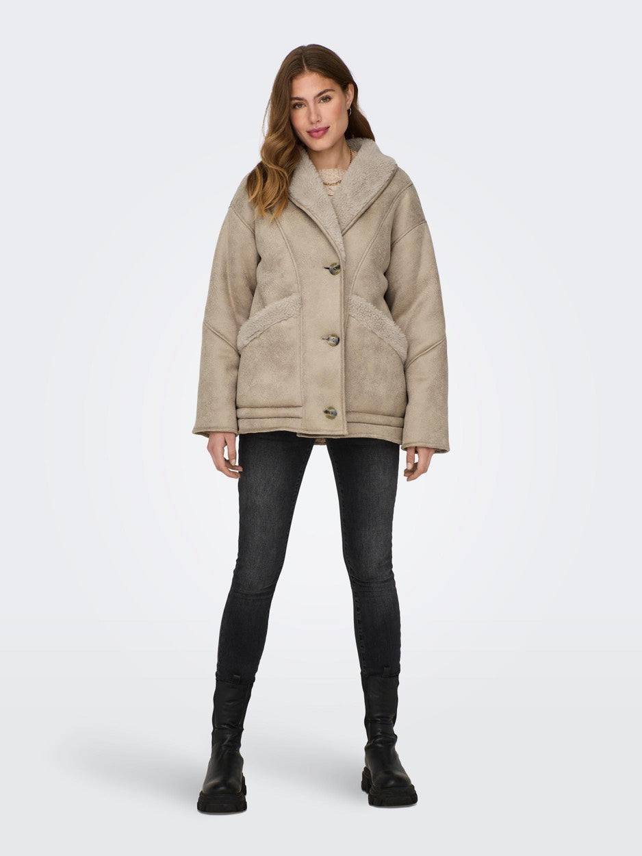 Onlylva Faux Suede Bonded Coat Otw - Zand