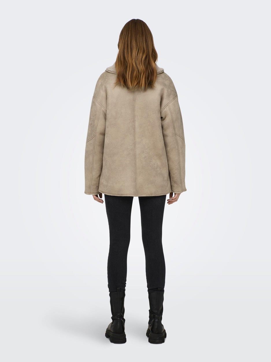 Onlylva Faux Suede Bonded Coat Otw - Zand