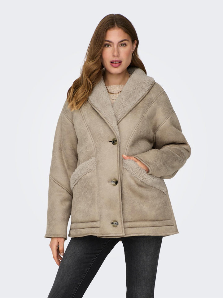 Onlylva Faux Suede Bonded Coat Otw - Zand