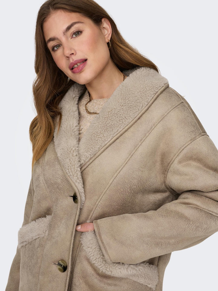 Onlylva Faux Suede Bonded Coat Otw - Zand