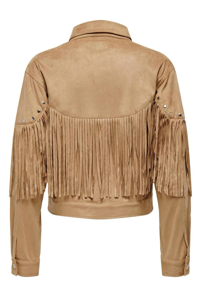 Onlellie L/s Faux Suede Frills Jack - Bruin Dessin