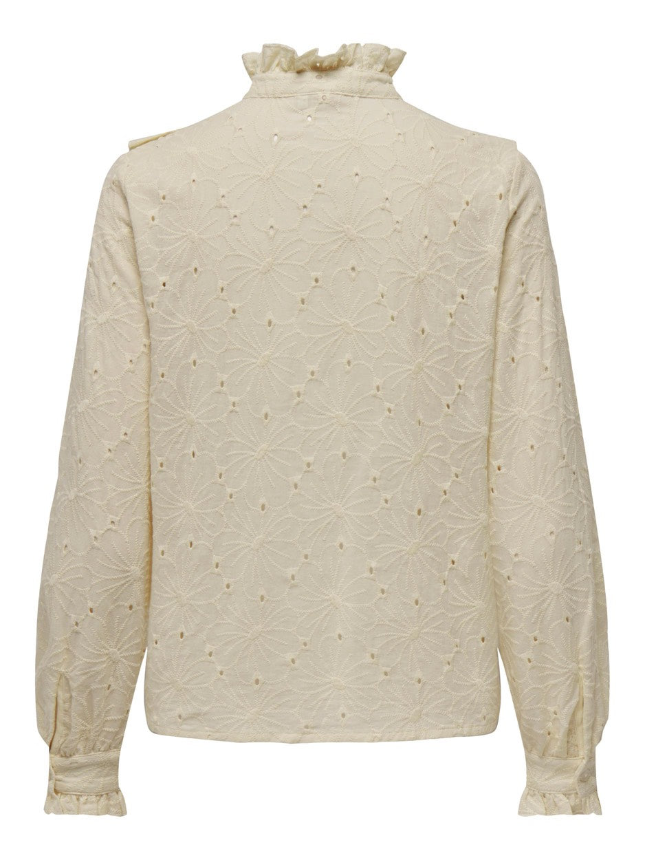 Onlvanessa Ls Emb Shirt Wvn - Beige