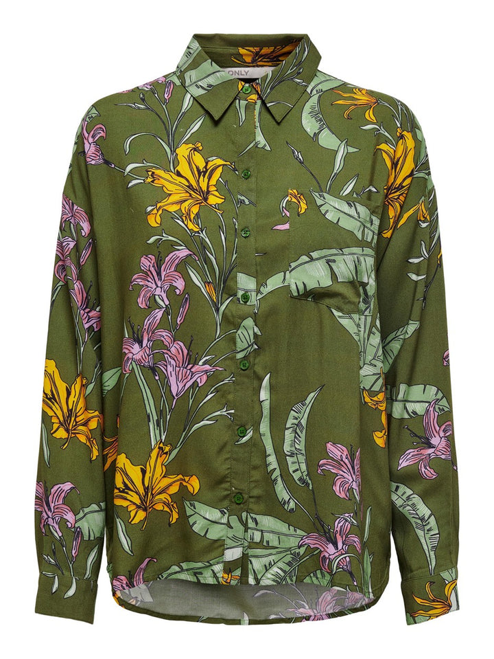 Onlpalm Life L/s Loose Shirt Wvn - Groen Dessin