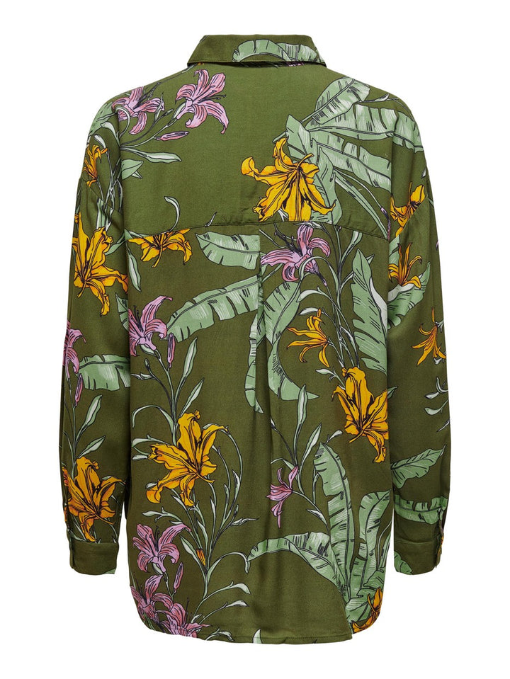 Onlpalm Life L/s Loose Shirt Wvn - Groen Dessin