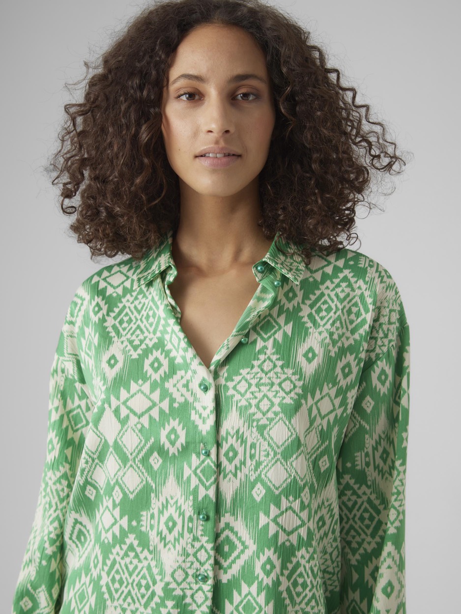 Vmgema Gida L/s Shirt Wvn Btq - Groen Dessin