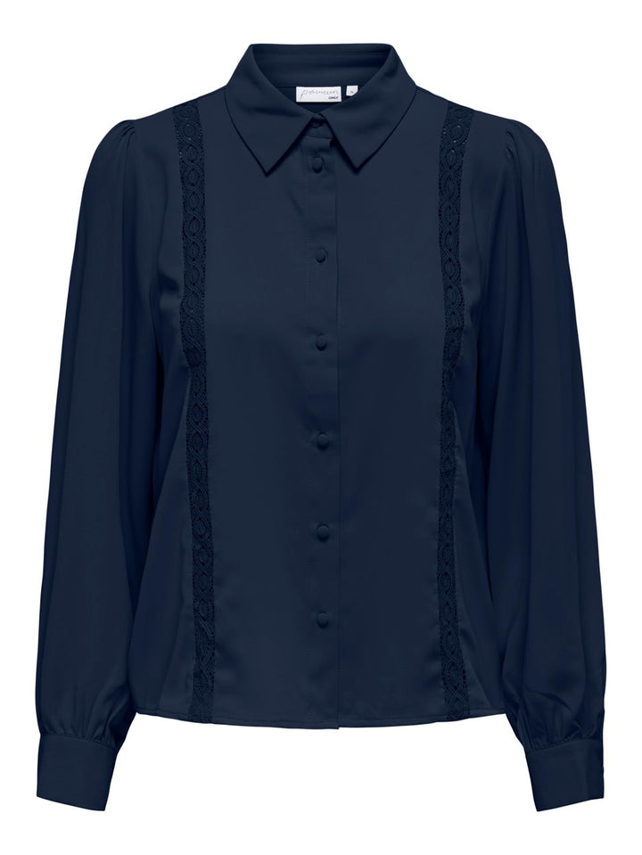 Opmelise Ls Lace Mix Shirt Wvn - Navy